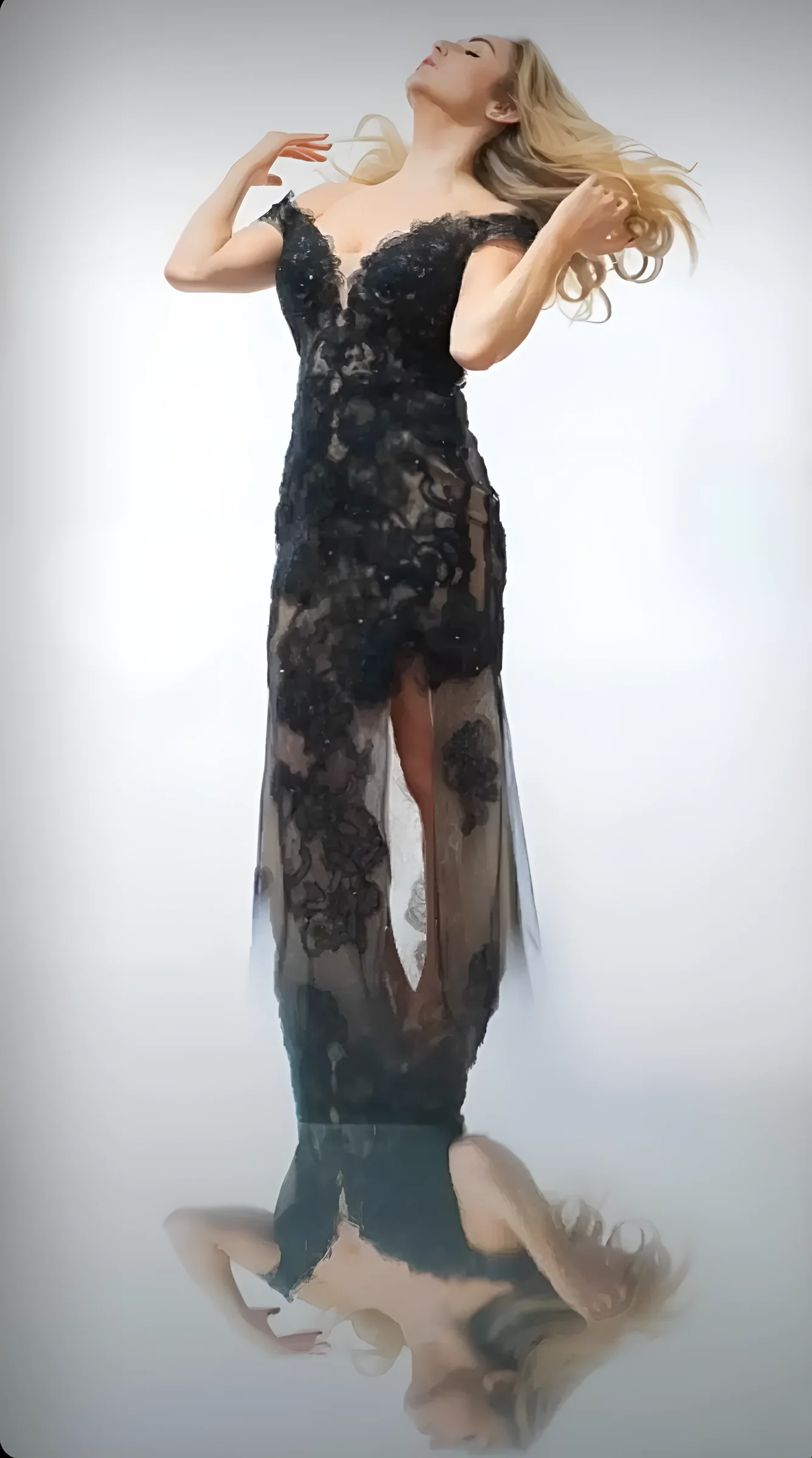 Venicia Rasmussen editorial portrait in black gown